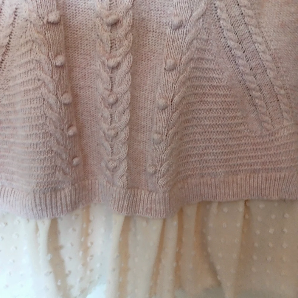 Anthropologie Pale Pink Knit Tie-Front Cardigan - Picture 5 of 13